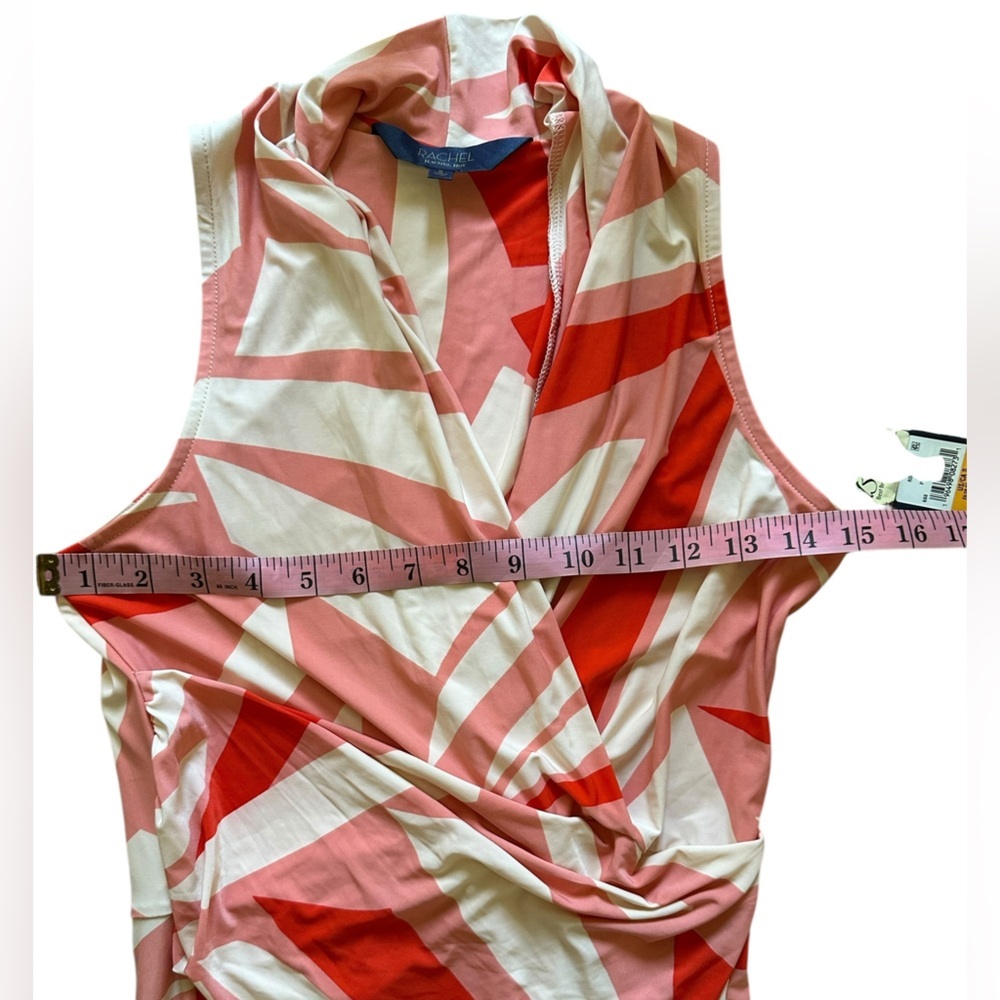 RACHEL ROY Small Pink Orange faux wrap Sleeveless Women’s Midi dress - Picture 9 of 13